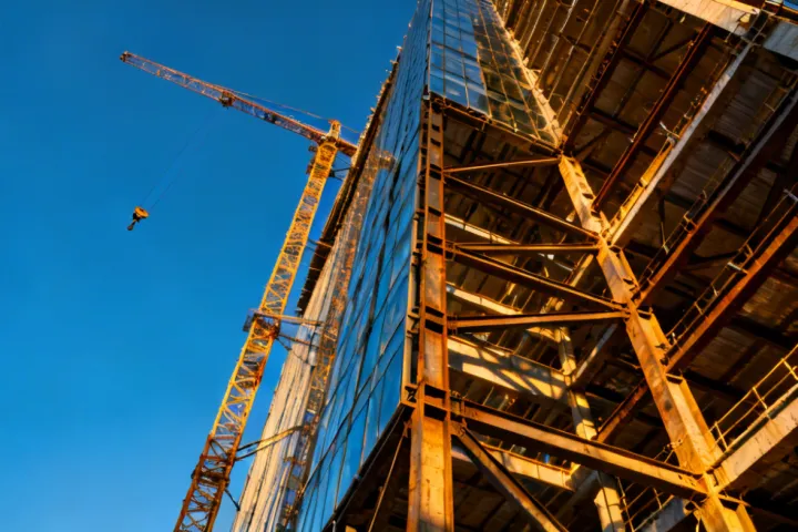 commercial construction structural steel — office tower framework